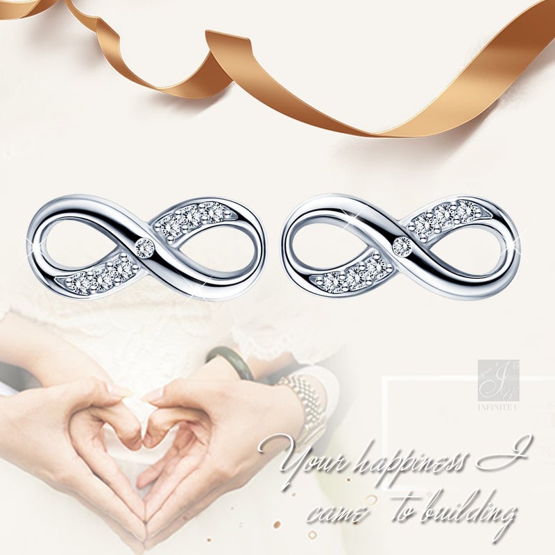 Infinite U Women's Earrings 925 Sterling Silver Infinity Symbol Stud Ear Jackets Earings for Women - Image 2